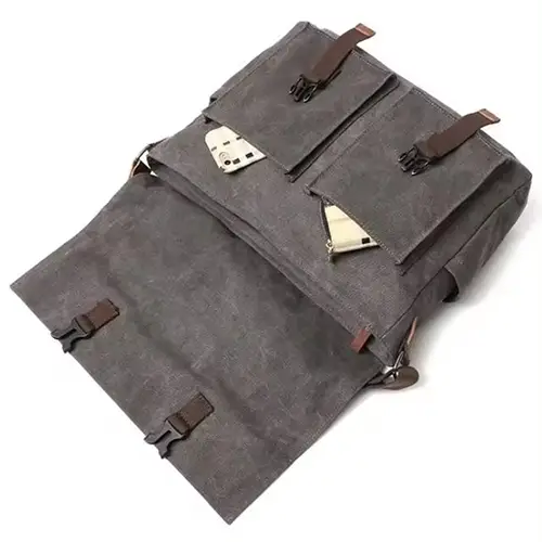 Vintage-Style Polyester Messenger Bag with Adjustable Shoulder Strap